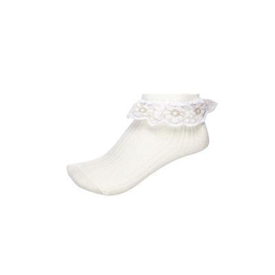 Girls cream sparkle frill socks